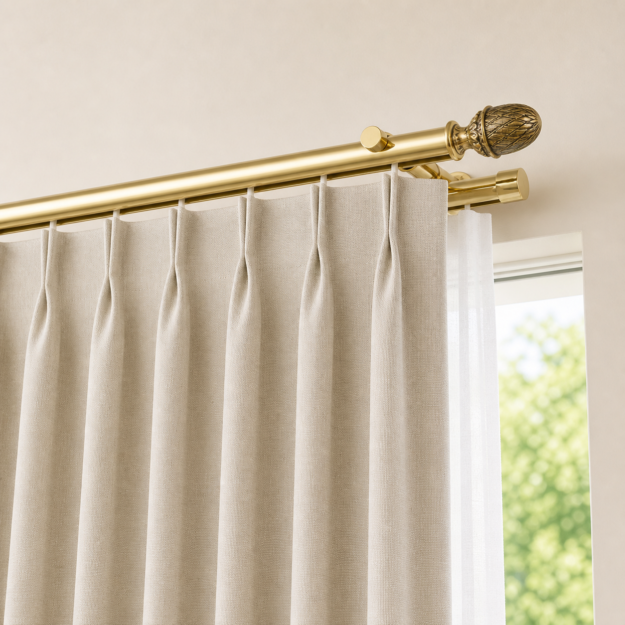 Custom Brushed Brass Decorative Traverse Rod