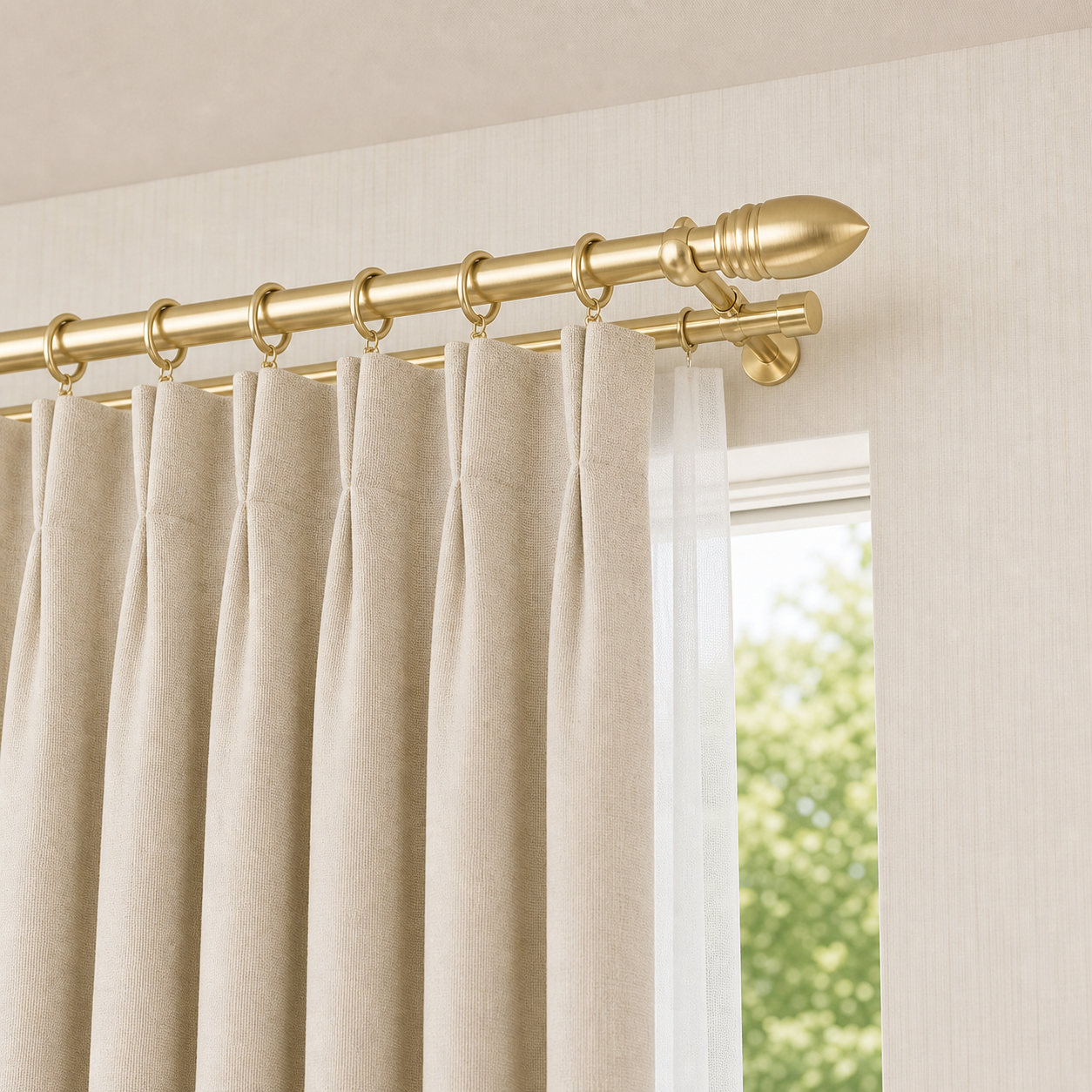 Custom Brushed Brass Curtain Rod