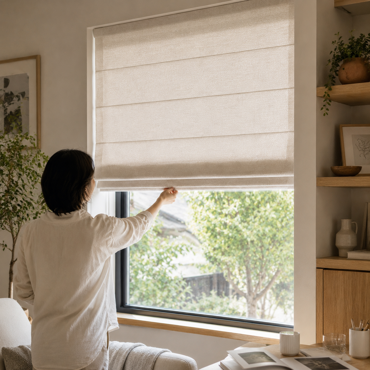 Cordless Light Filtering Roman Shades
