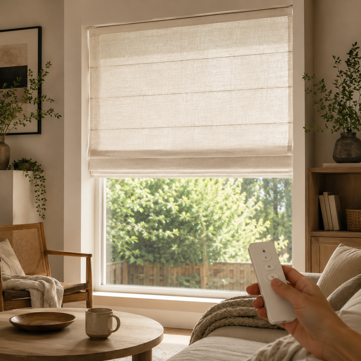 Smart Motorized Light Filtering Roman Shades