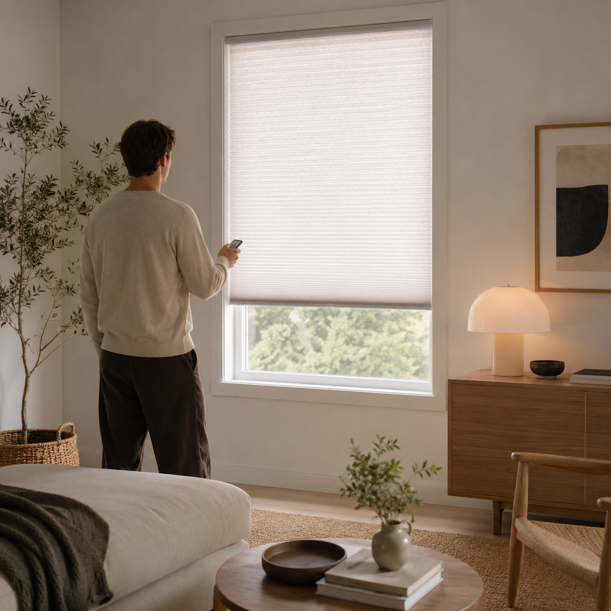 Smart Motorized Light Filtering Cellular Shades